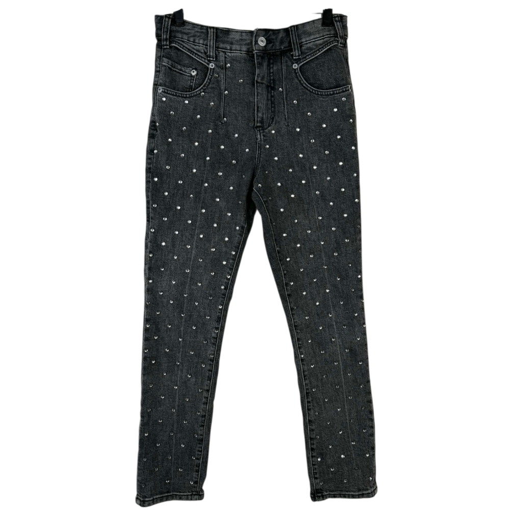Pilcro by Anthropologie slim straight leg studded high rise jeans